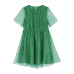 Green sheer dress with background removed for clean, distraction-free eCommerce display