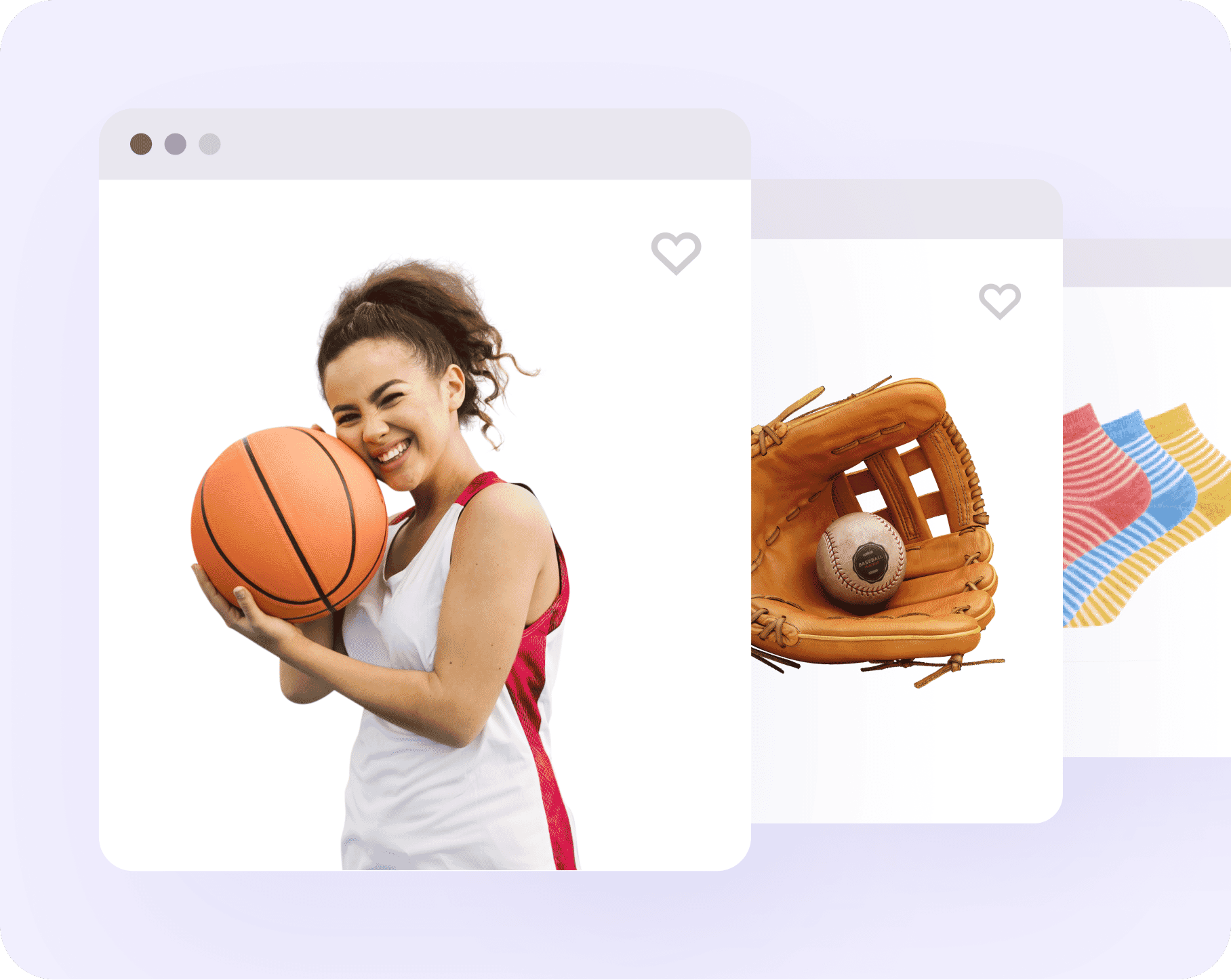 Athlete holding basketball with product cards featuring glove and socks for Path affiliate program