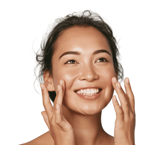 A smiling woman with smooth skin and enhanced features, showcasing professional photo retouching techniques.