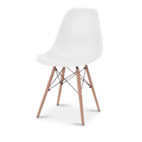 White modern chair with realistic shadow effects to enhance depth and visual appeal. Edited.